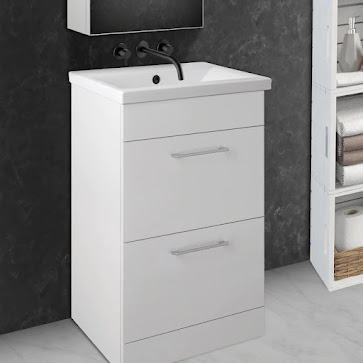 2 Drawers 380mm Free standing Bathroom Cabinet with Basin