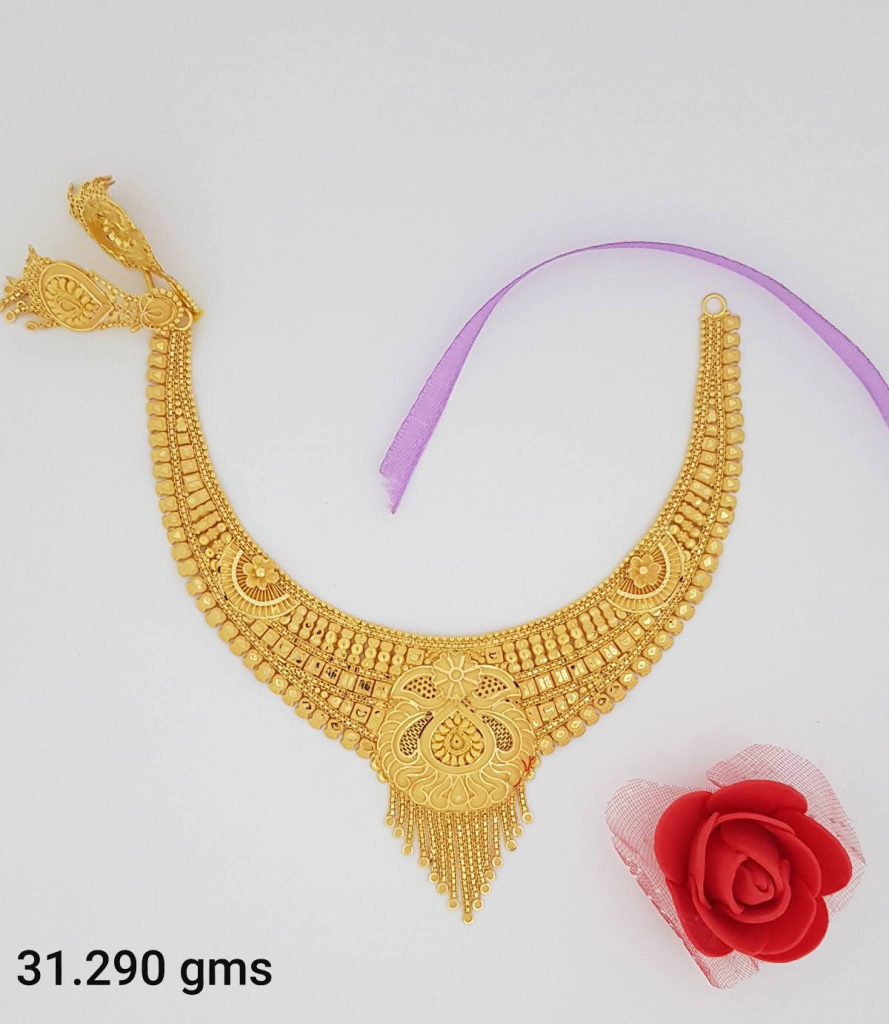 latest 22kt light weight gold necklace designs with weight , necklace for bridal wedding