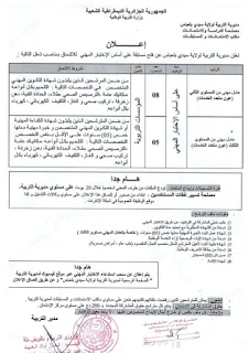 اعلان توظيف بمديرية التربية لولاية سيدي بلعباس جانفي 2023