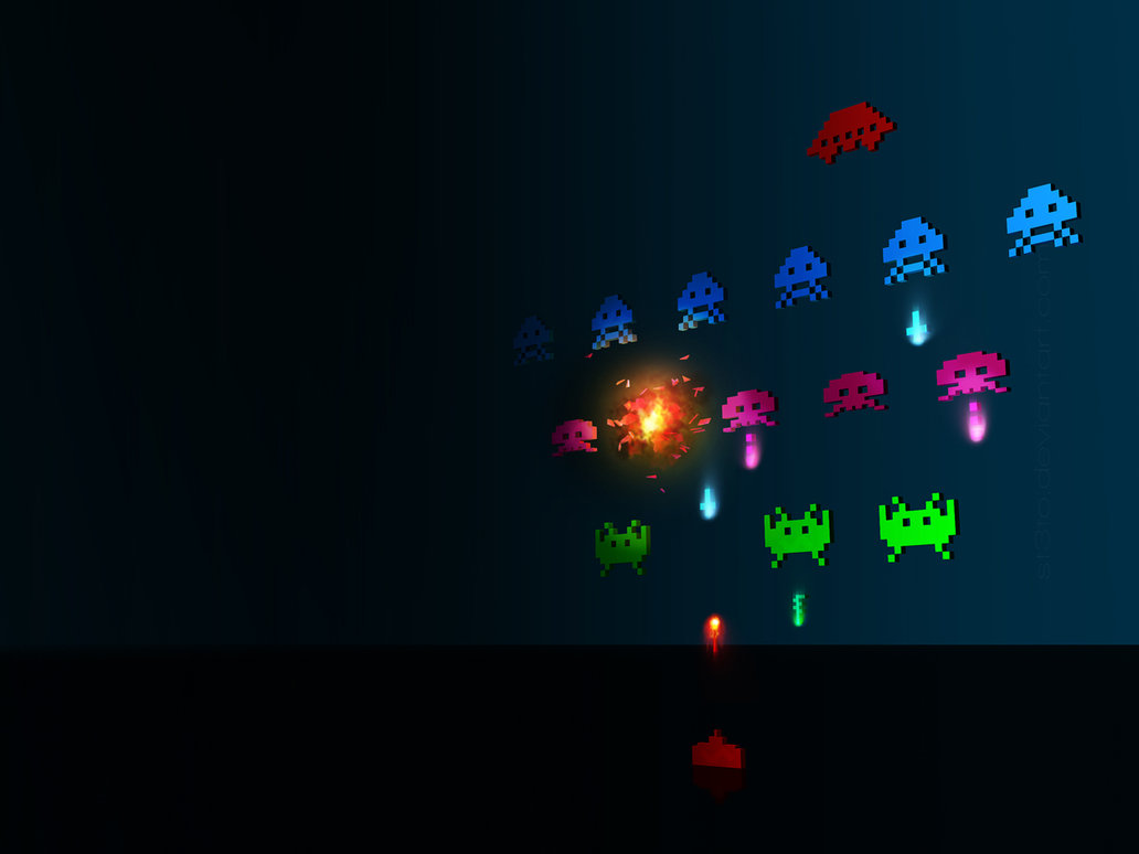 Space invaders HD retro graphic desktop wallpaper