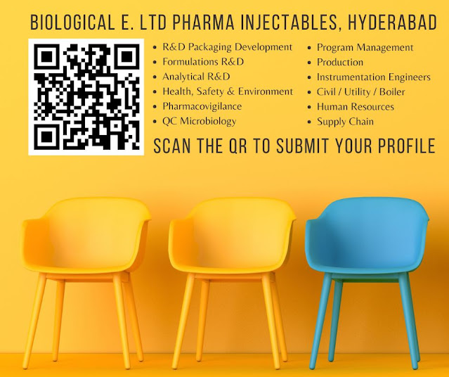 Biological E Ltd Hiring For Production/ AR&D/ FR&D/ EHS/ Pharmacovigilance/ HR/ QC Micro/ HR/ R&D Packaging Development/ Engineering