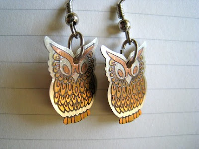 fire owl earrings from etsy