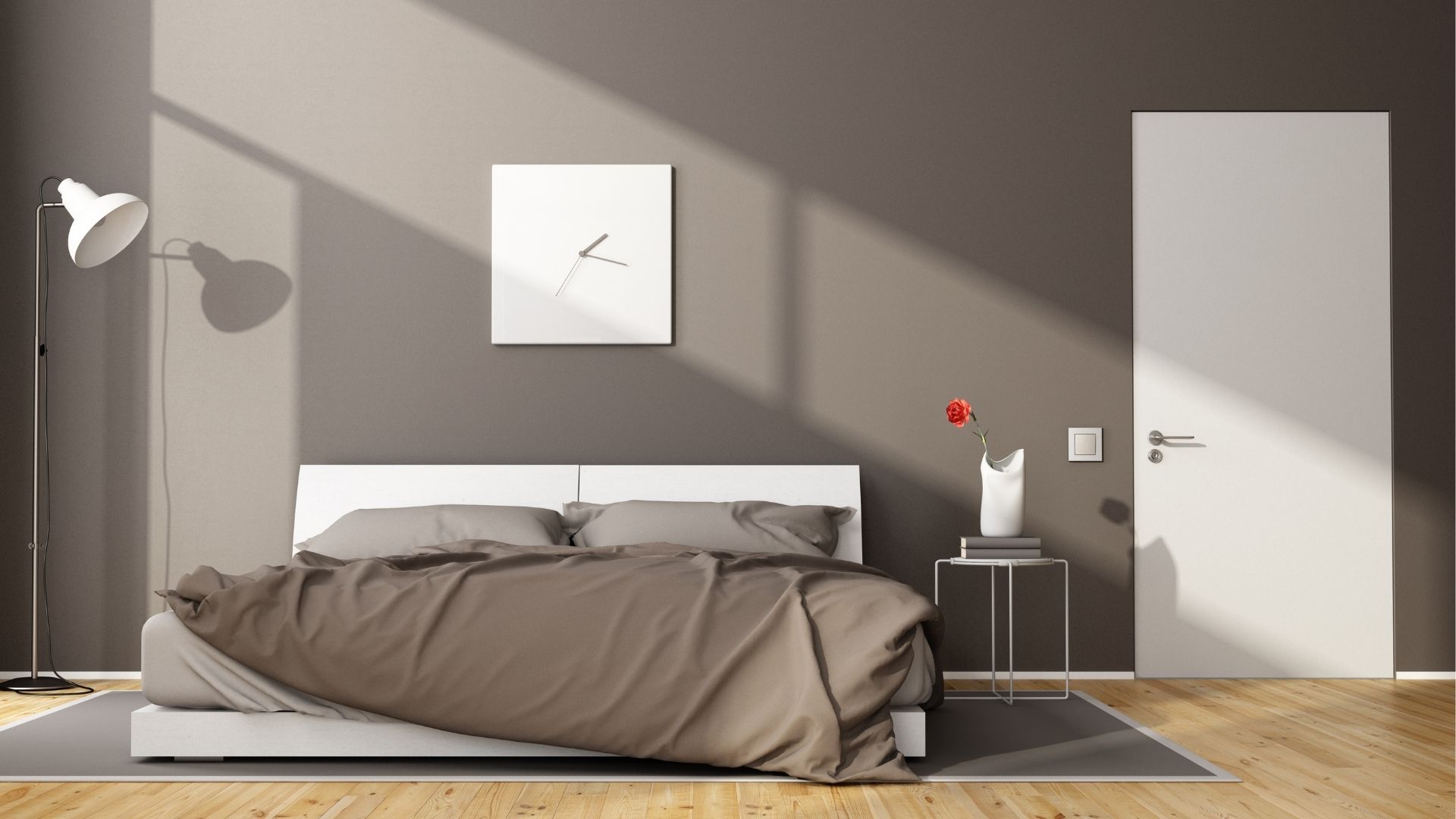 nowoczesna sypialnia brąz