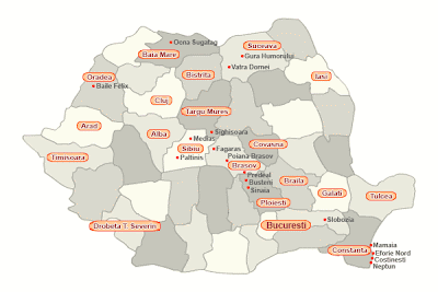 pensiunes hostels hotels romania map