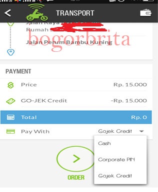 Gambar Cara Memesan Go jek