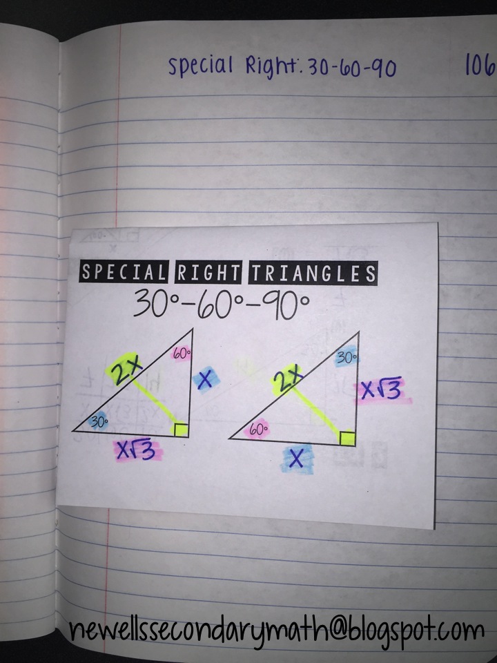 Mrs Newell S Math Better Questions Special Right Triangles