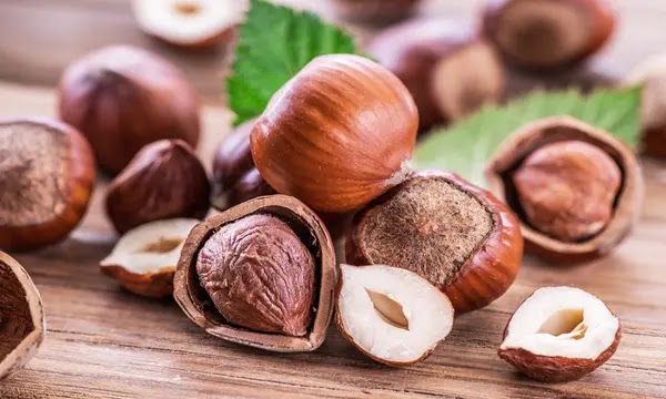 Hazelnuts, A close-up of raw hazelnuts, a crunchy and nutritious nut rich in healthy fats and fiber, ideal for weight loss, Organic food.