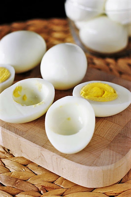 Hard Boiled Eggs Cut in Half Image