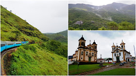 O trem da Vale, o caminho e as "Igrejas Gêmeas" de Mariana - Minas Gerais