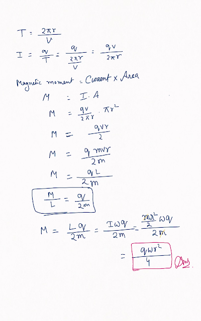 Class 12 | Physics | Moving Charge | A disc of mass m, radius r and carrying charge q is rotating with angular speed o about an axis passing through its centre and perpendicular to plane, then magnetic moment is​