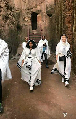 Tourists visiting Lalibela