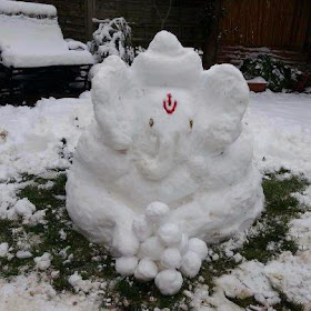 ganesh ji made from snow