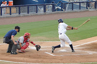 Reid Fronk was the hero on the night, scoring the tying and winning runs.  For more Stone Crabs photos, click on the photo.