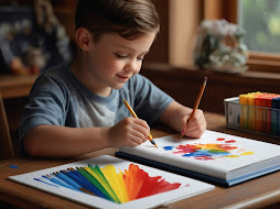 uma criança pintando