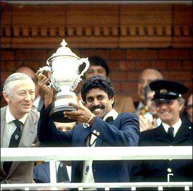 Kapil Dev with World Cup trophy