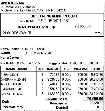 Fendi Software: Contoh Kwitansi Transaksi Resep Apotek