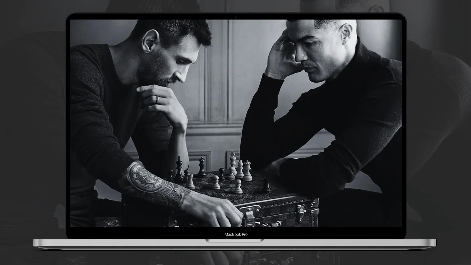 HD Messi vs. Ronaldo chess wallpaper