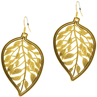 Gold Tone Leaf Earrings
