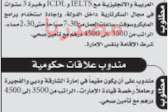 وظائف فى راس الخيمة والفجيرة