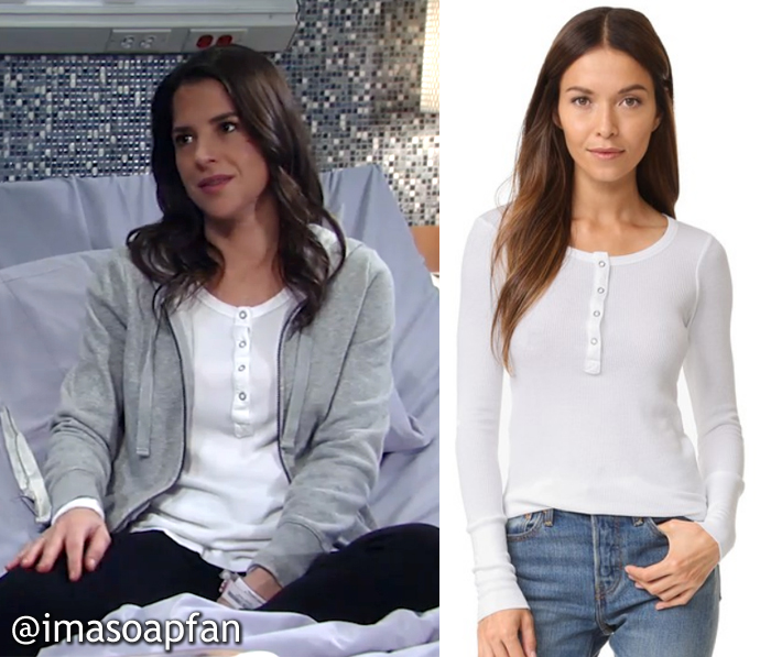 Sam Morgan, Kelly Monaco, White Thermal Henley, Splendid, GH, General Hospital