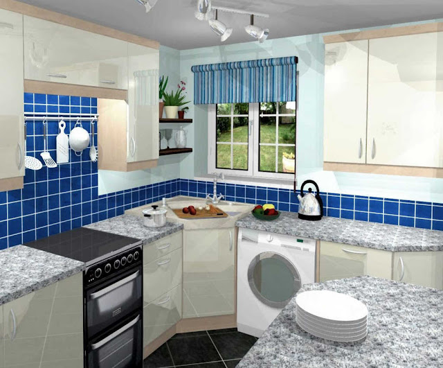 Dapur minimalis warna biru