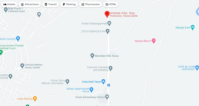 Location Map of Westdale Villas in Tanza Cavite