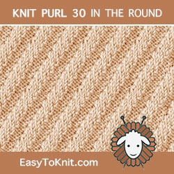 Steep Diagonal Rib stitch, easy to knit in the round