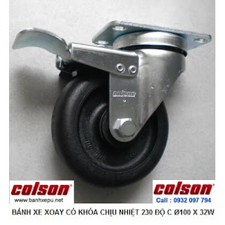 Bánh xe đẩy hàng chịu nhiệt 230 độ Colson có khóa | 2-4646-53HT-BRK4 banhxepu.net