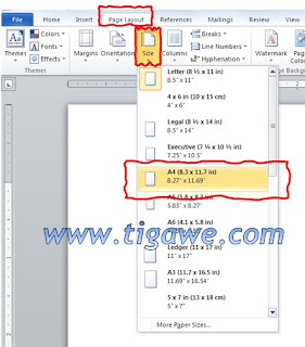 Cara Mengatur Ukuran Kertas di Microsoft Word 2010  tigawe