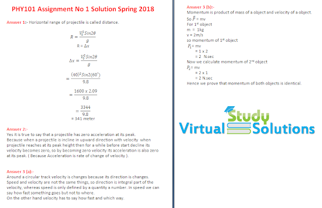 PHY101 Assignment No 1 Solution Idea - 2 Sample Preview Spring 2018