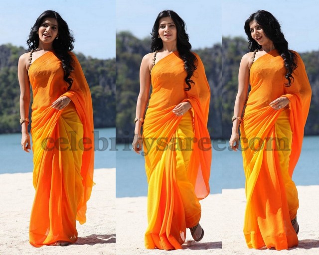 Samantha Dual Color Plain Saree