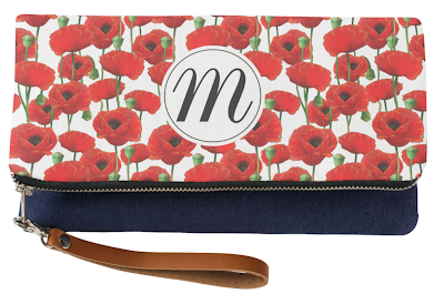 Red Poppy Pattern Custom Monogram Clutch Zazzle