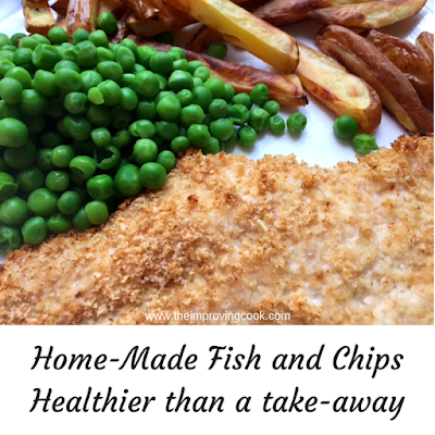 breadcrumbed cod on a plate with peas