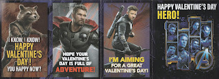 Front of the last four Marvel Avengers Endgame Valentines