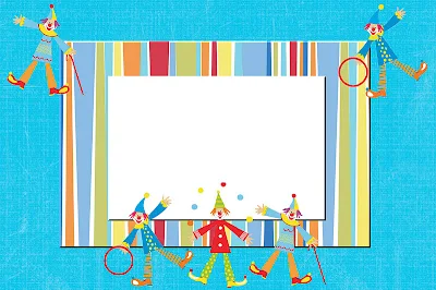 Clowns Free Printable Invitations, Cards or Photo Frames.