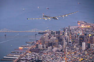 Solar plane flying over San Francisco! 