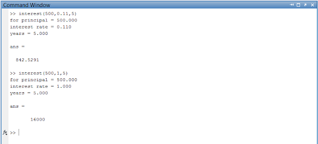 interest, total amount calculation in Matlab 