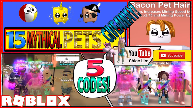 Roblox Gameplay Mining Simulator 5 Codes And 15 Mythical Pets Giveaway Steemit - all 5 new codes in mining simulator mythical items update roblox