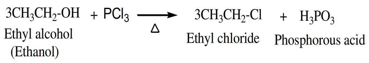 Alcohols also react with phosphorus trihalide to give alkyl halide.