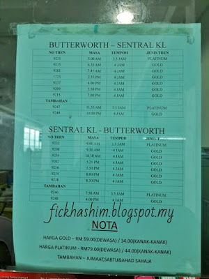 jadual perjalanan ets dari butterworth ke kl sentral