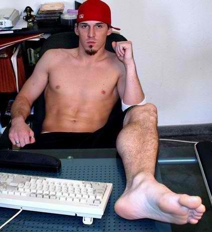 Feet Off Labels barefoot hunk in cap