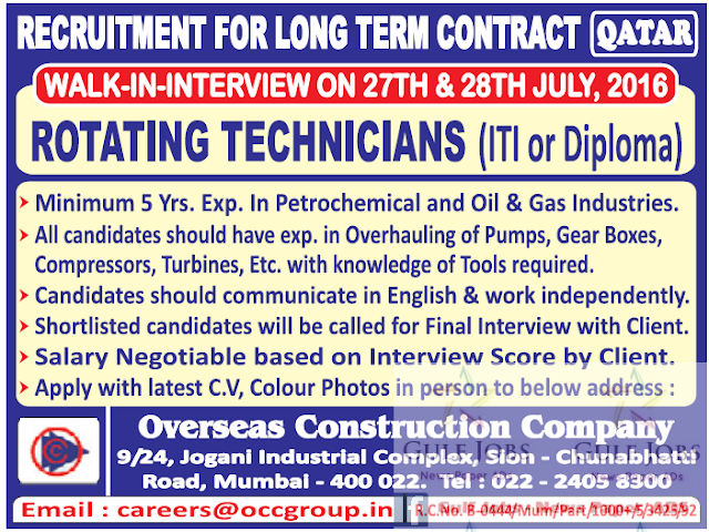 Contracting company job's for Qatar and Dubai