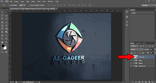 Download Logo Mockup Template 3D Glass Window PSD Free Download ~ Al Qadeer Studio