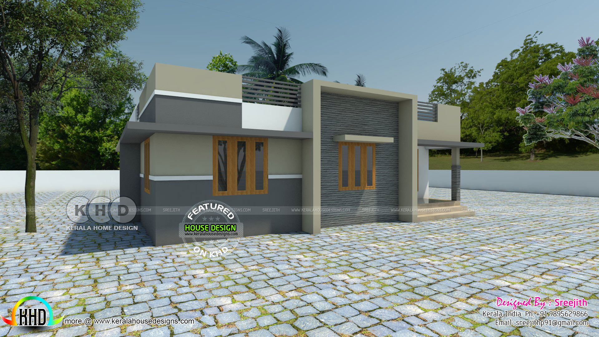 1276 square feet 3 bedroom flat roof budget home Kerala 
