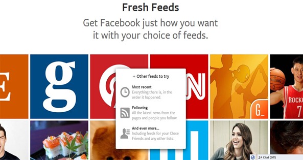 Facebook personalized news feed with users choice