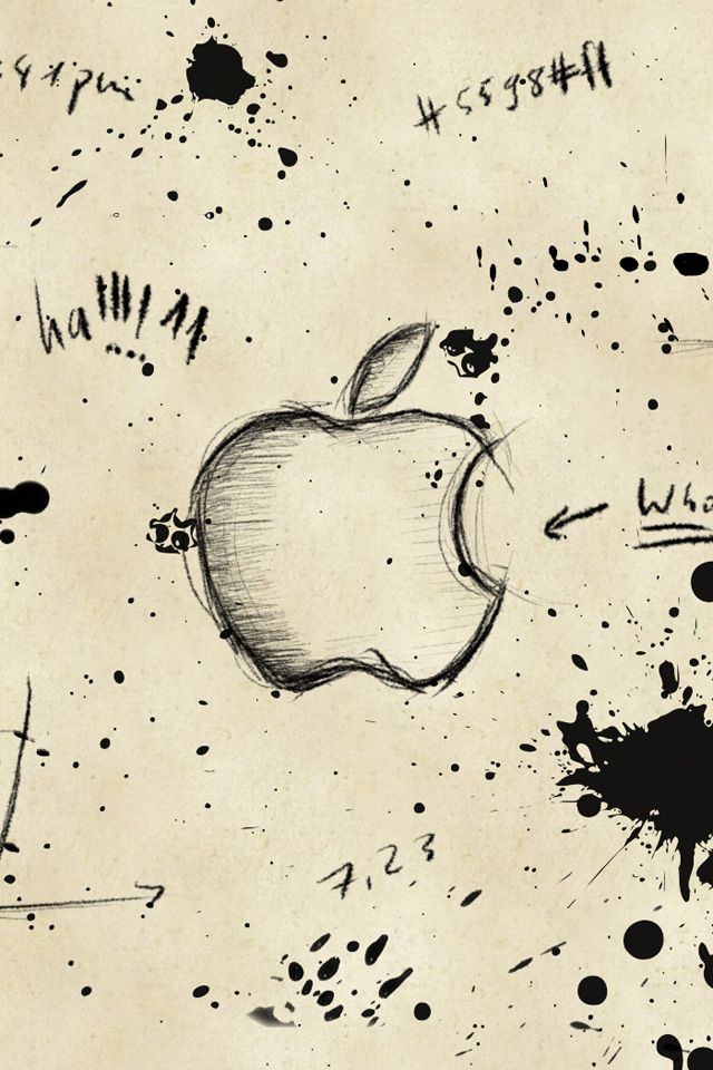 Apple Logo Drawing iPhone 4 Wallpaper