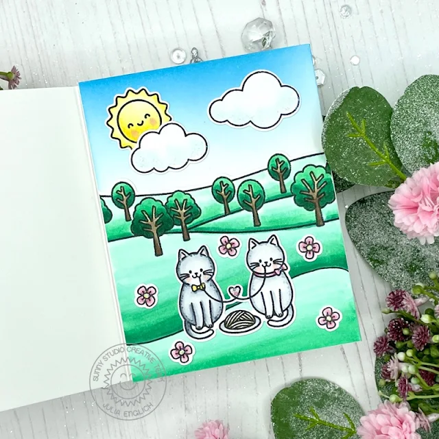 Sunny Studio Stamps: Meow & Furever Country Scenes Balloon Rides Everyday Card by Julia Englich