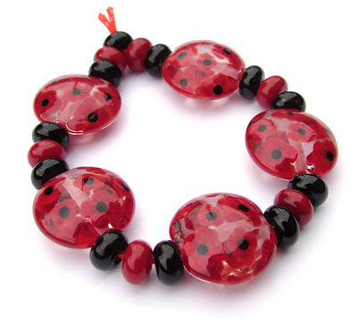 Lampwork Glass Lentil Beads