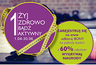 Wiosenna akcja Żyj zdrowo-bądź aktywny! rozpocznie się 1 kwietnia i potrwa do 30 czerwca 2016 roku, vouchery na badania będzie można realizować do końca lipca br. Organizatorami są Laboratoria Medyczne DIAGNOSTYKA oraz Fundacja Akademia Nowoczesnej Diagnostyki.