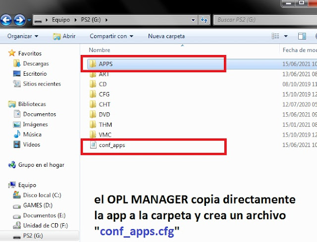 archivo configuracion app opl